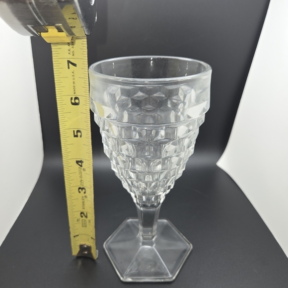 8 Fostoria American Water Tea Glasses Goblets Hexagon Footed Pedestal Crystal - Picture 8 of 9